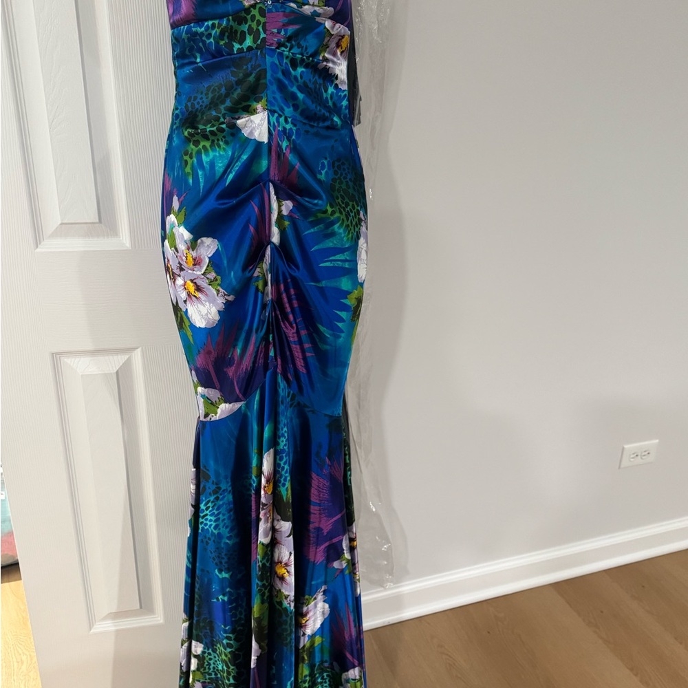 Cache Strapless Floral Maxi Dress - Blue and Green